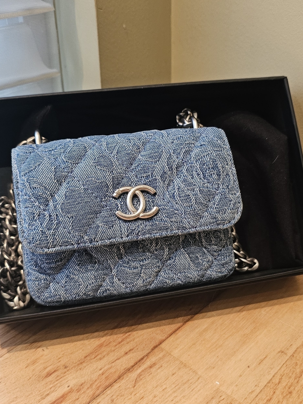 Chanel Blue Denim Mini Flap Bag with Chain